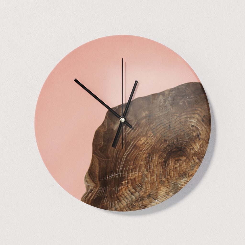 Миниатюра Настенные часы розовые орех D290